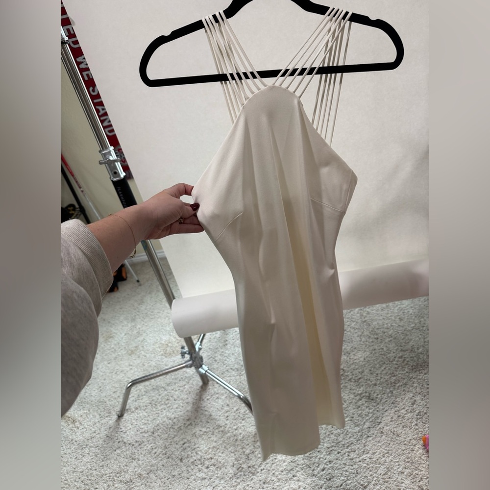 Cushnie Et Ochs - White Strappy Halter Dress with Gold Fringe Detail - NWT